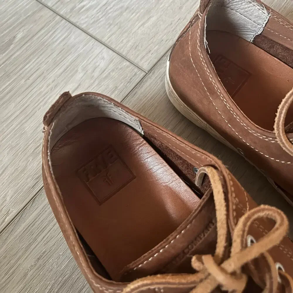FRYE 'Norfolk' Men's 8.5 Deck Shoe Leather Lace Up Casual Sneaker Cognac Tan